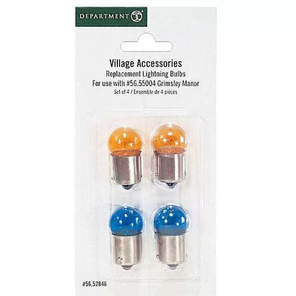 Department 56 #524 Replacement Lightning Bulbs- (2)Yellow & (2)Blue< Replacement Parts