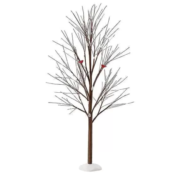 Department 56 Brown Tree With Snow/Bird< Christmas Basics