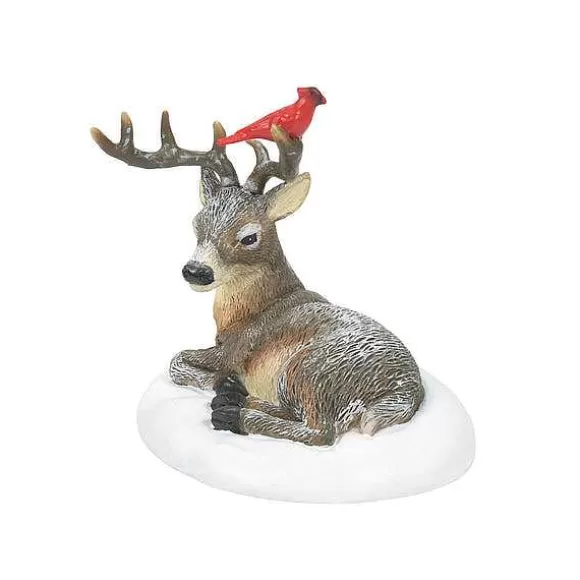 Department 56 Cardinal Christmas Deer< Village Accessories