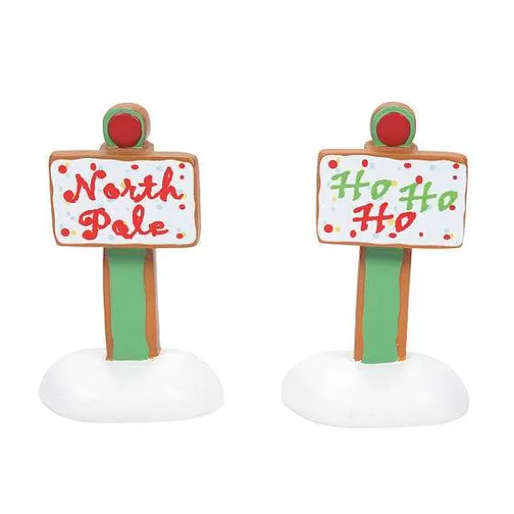 Department 56 Gingerbread Xmas Signs St/2< Village Accessories