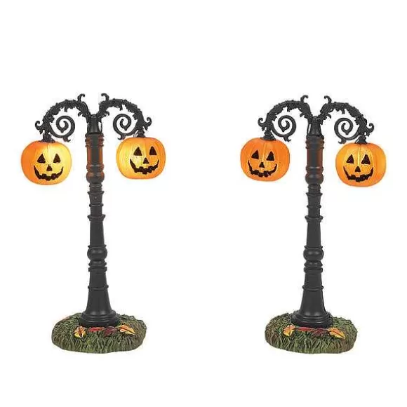 Department 56 Hallows Eve Lit Street Lamps< Village Halloween Accessories