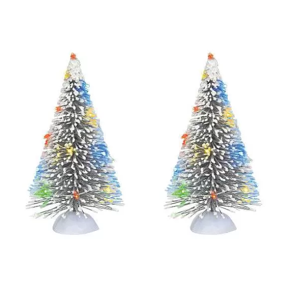 Department 56 Lit Frosted Wht Sisal Tree Set< Village Accessories