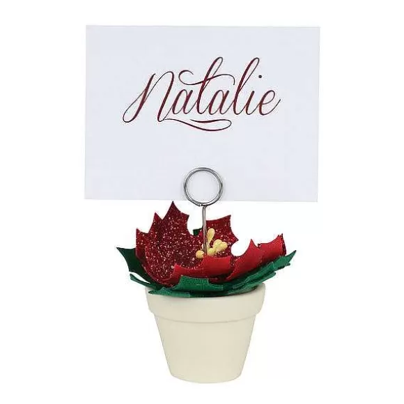 Department 56 Poinsettia Pot Place Card Hldr< Snowbabies Classic Collection