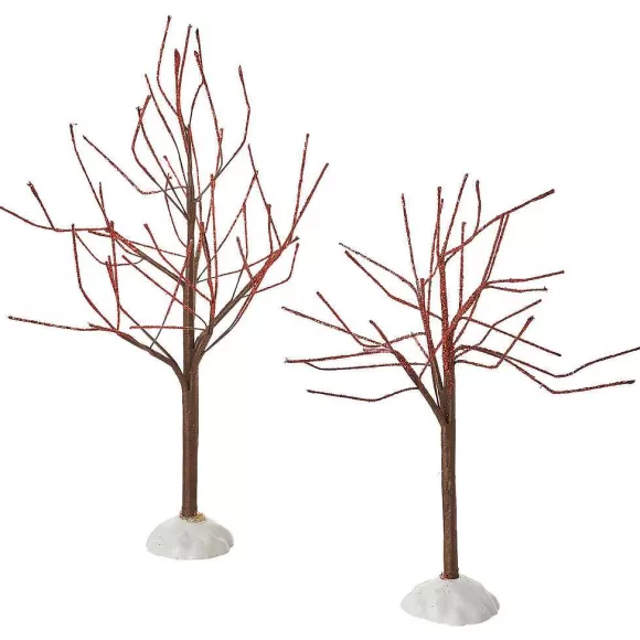 Department 56 Red Sparkle Trees, Set Of 2< Village Accessories