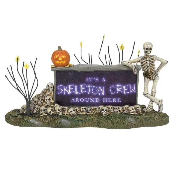 Department 56 We'Re A Skeleton Crew Sign< Village Halloween Accessories